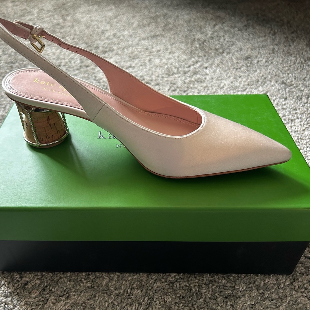 Kate Spade Soirée Slingback Ivory Heels Size 7 Wedding Shoes